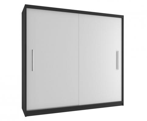 Šatní skříň s posuvnými dveřmi TIMPAS 200x218 cm ČERNÁ/BÍLÁ